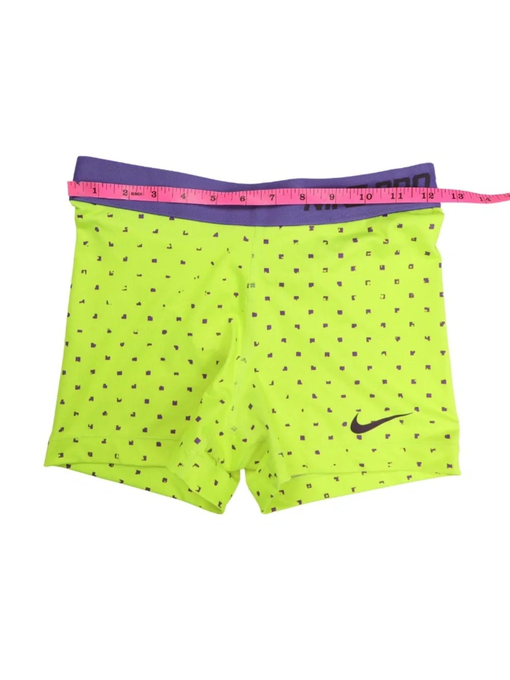 Nike Pro Women's M Neon Yellow Purple Compression Shorts 3